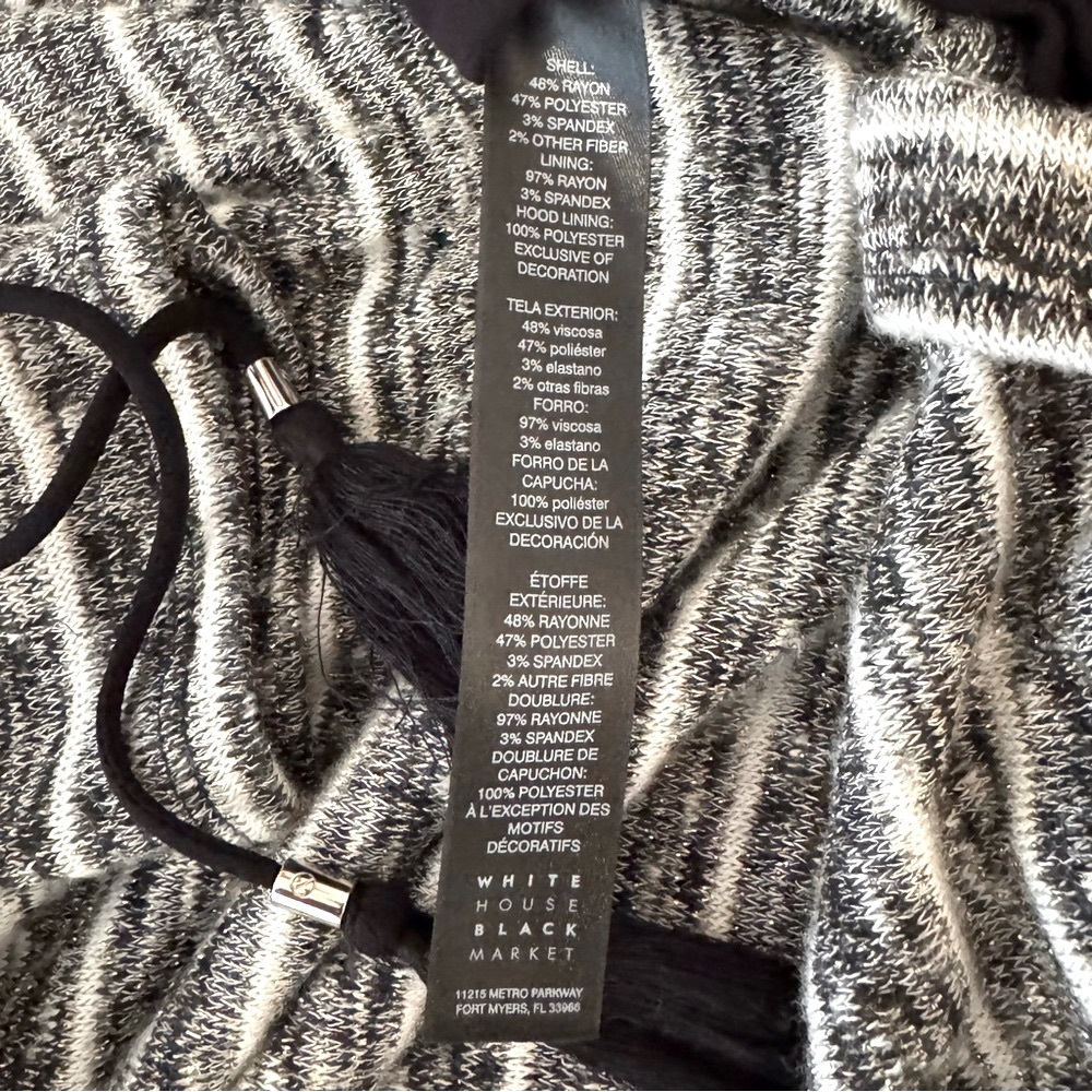 White House Black Market Hooded Lace-Up Pullover Sweater Black Gold Threads XL - Picture 13 of 13